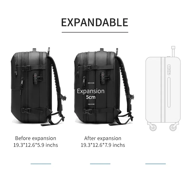 Color: Light Grey - Men Travel Backpack vacuum compression 17 inch Laptop Business Large Capacity school Backpack Expanded outdoors Hiking backpack