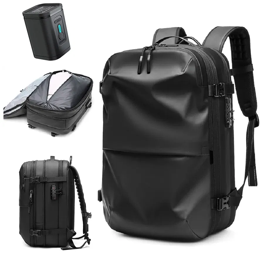 Color: Light Grey - Men Travel Backpack vacuum compression 17 inch Laptop Business Large Capacity school Backpack Expanded outdoors Hiking backpack