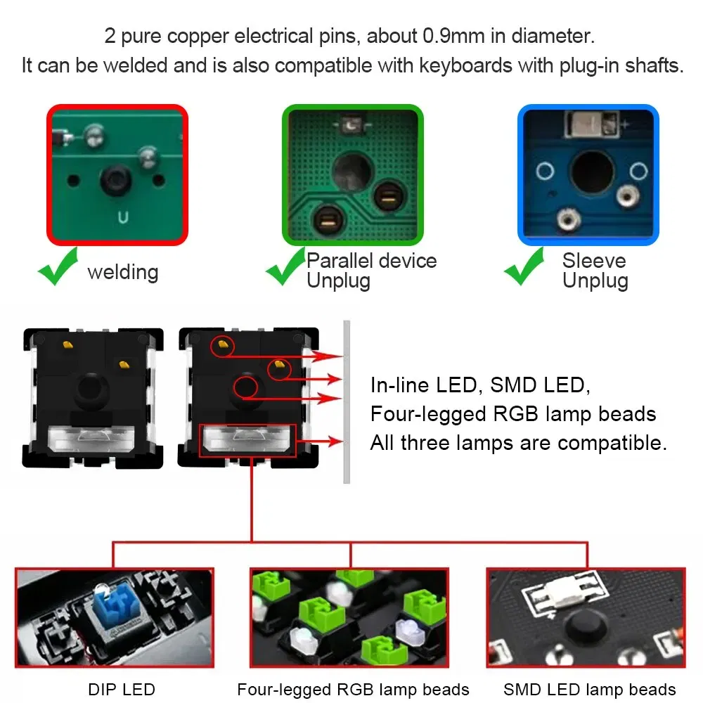 Color: Olive, Axis Body: Brown Switch - REDRAGON SMD RGB MX Switch 3Pin Clicky Linear Tactile Silent Red Blue Black Brown Purple Switche For Backlit Mechanical Keyboard