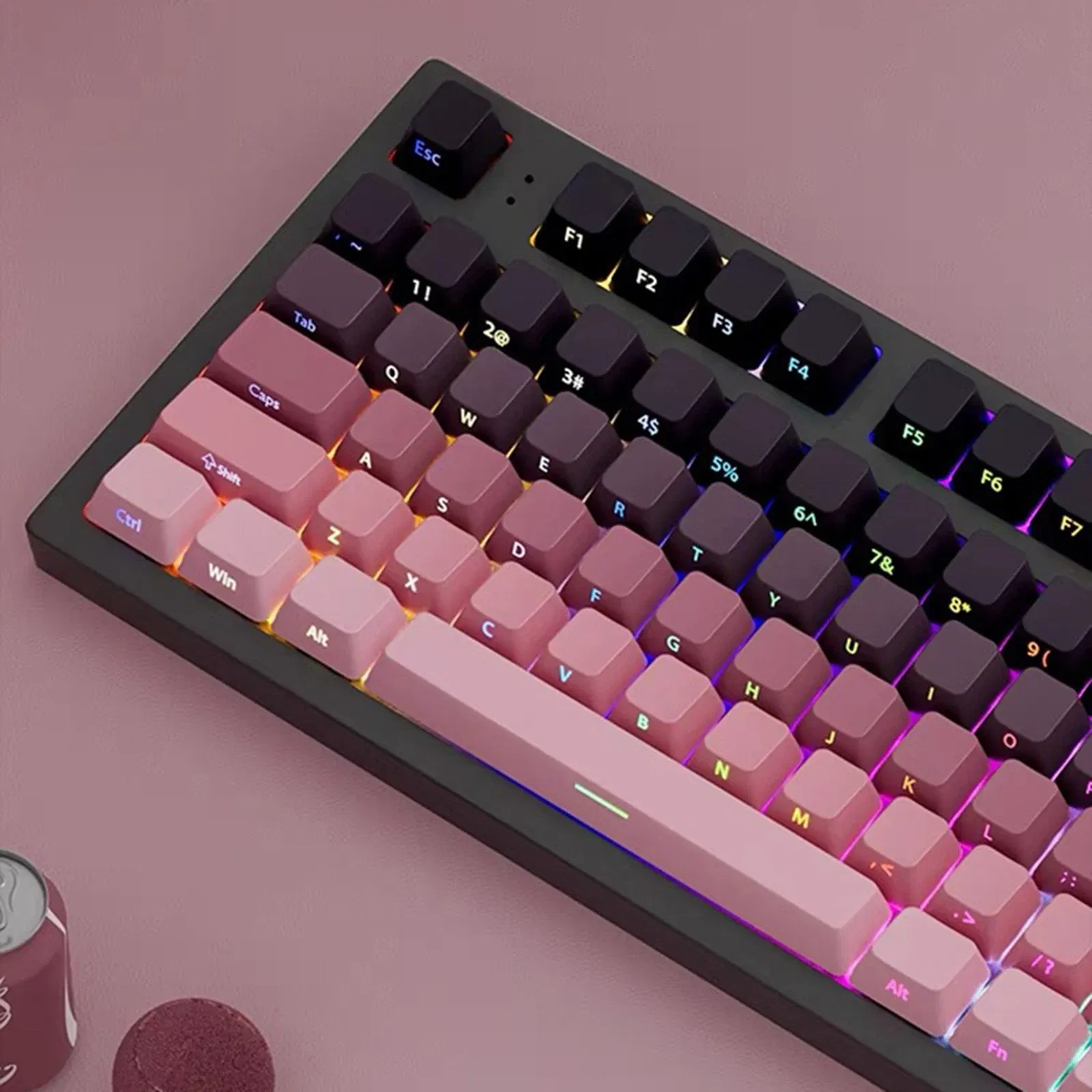 Color: GRAY - Gradient Keycaps Side Printed Shine Through PBT Double Shot OEM Profile for MX Switches Gaming Keyboard
