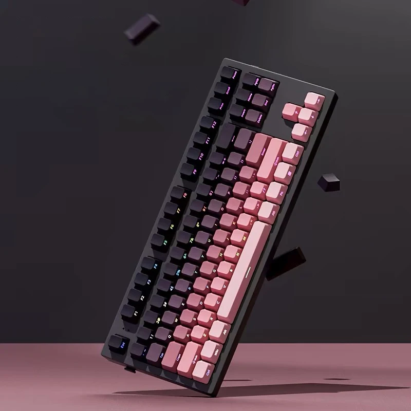 Color: GRAY - Gradient Keycaps Side Printed Shine Through PBT Double Shot OEM Profile for MX Switches Gaming Keyboard