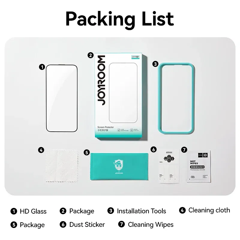 Bundle: Bundle12, Material: pet - Joyroom 1/2/3pcs 9D Screen Protector Tempered Glass for iPhone 16 15 14 13 12 11 Pro Max Protective Glass for iPhone 15 Pro Max