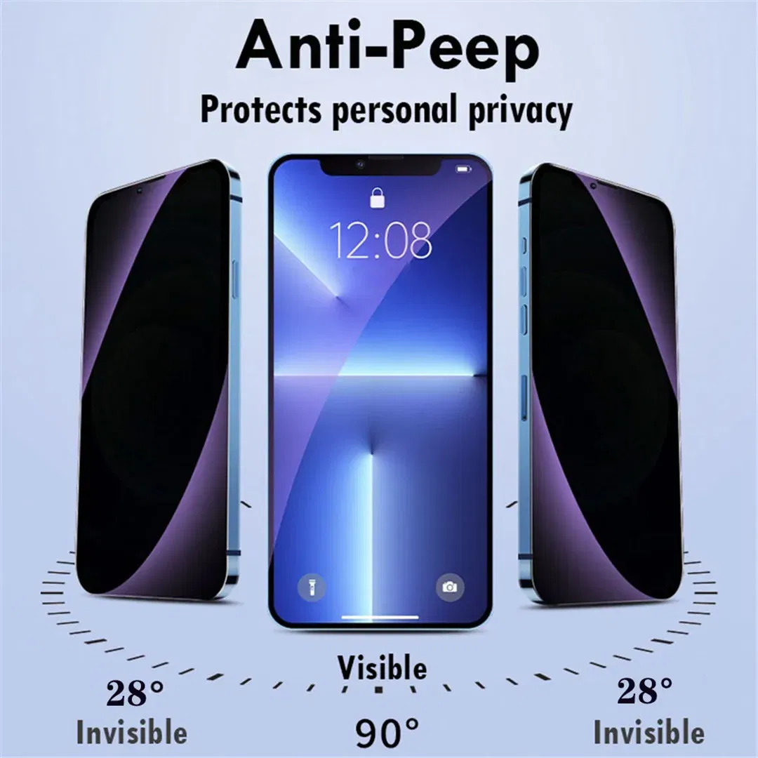 Color: Yellow - Anti Blue Light Privacy Tempered Glass for iPhone 16 15 Pro Max 14 Plus 13 12 Mini 11 Eye Protection Clear Screen Protector Film