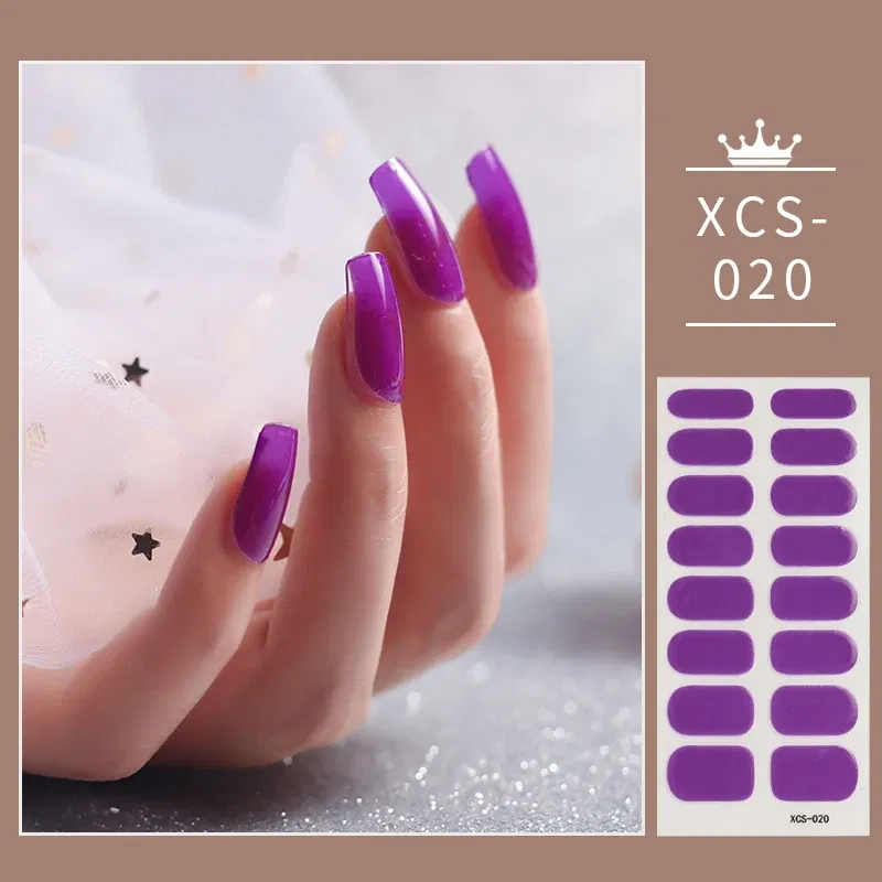 Color: Tran-Yellow - 1pc Nail Art Sticker Laser Shiny Sequins Polish Wraps Double Ended Adhesive Strips Fashion Stickers Manicure Decor