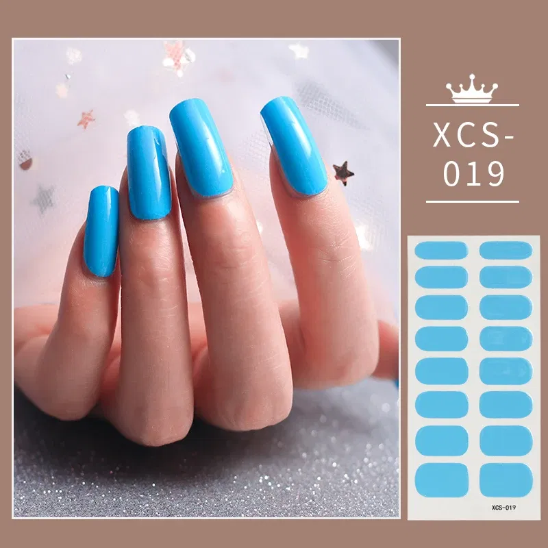 Color: Tran-Yellow - 1pc Nail Art Sticker Laser Shiny Sequins Polish Wraps Double Ended Adhesive Strips Fashion Stickers Manicure Decor