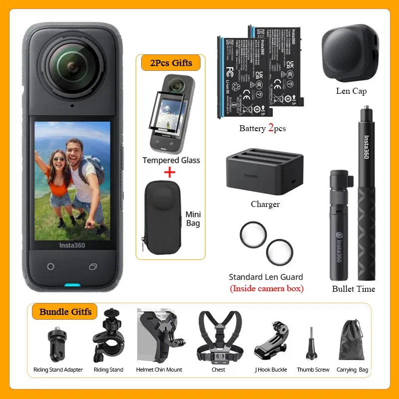 Bundle: Bundle1, Color: PURPLE, Ships From: CHINA - Top Insta360 X4 Now arrival 8K Waterproof 360 Action Camera, 4K Wide-Angle Video 2290mAh Battery Insta360 X4 Sport Camera