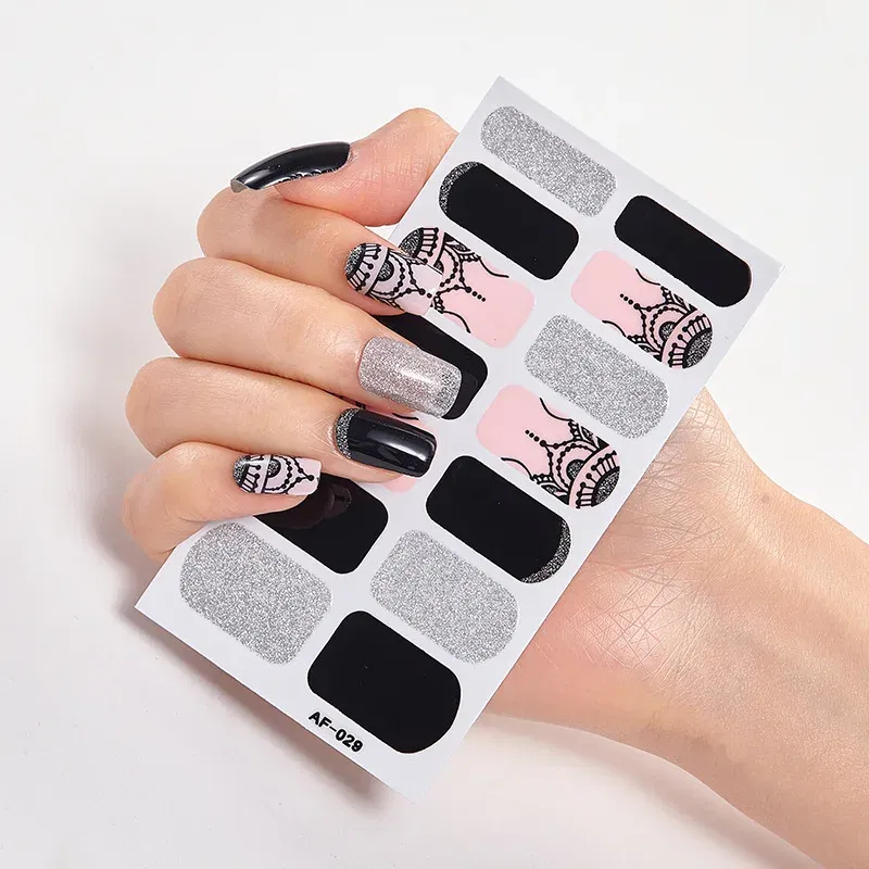 Color: Titanium - Nail Sticker Set Self Adhesive Nail Sticker Nail Strips Nailart Sticker Sticker For Nails Foil Nail Art Stickers 2020 Shiny