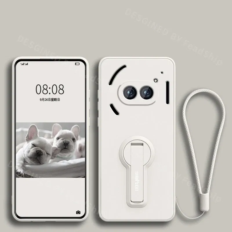 Color: black, Material: ABS - Liquid Silicone Case For Nothing Phone 2A Plus 3A Soft Cover Shockproof Protective Phone Case with Holder Screen Film