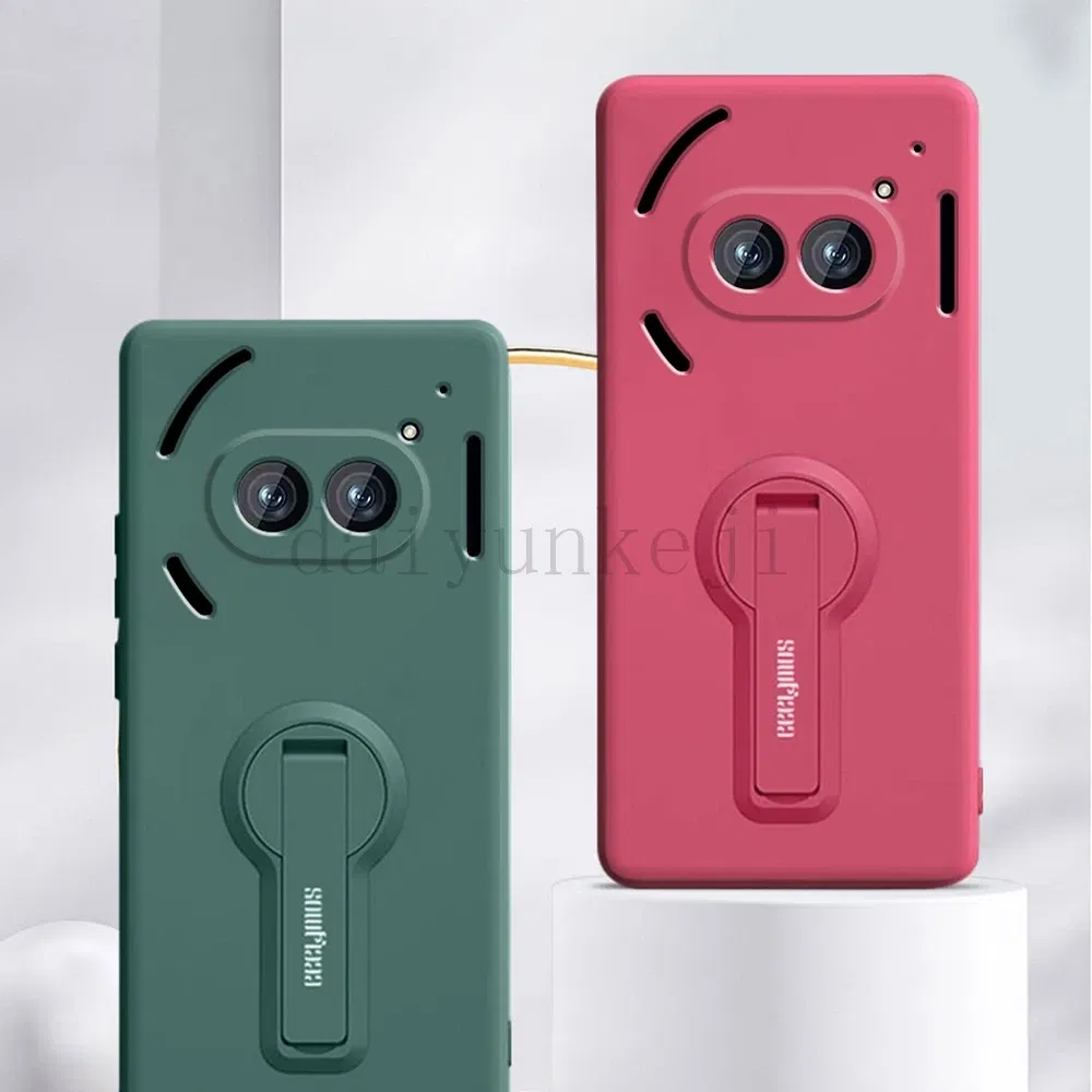 Color: black, Material: ABS - Liquid Silicone Case For Nothing Phone 2A Plus 3A Soft Cover Shockproof Protective Phone Case with Holder Screen Film