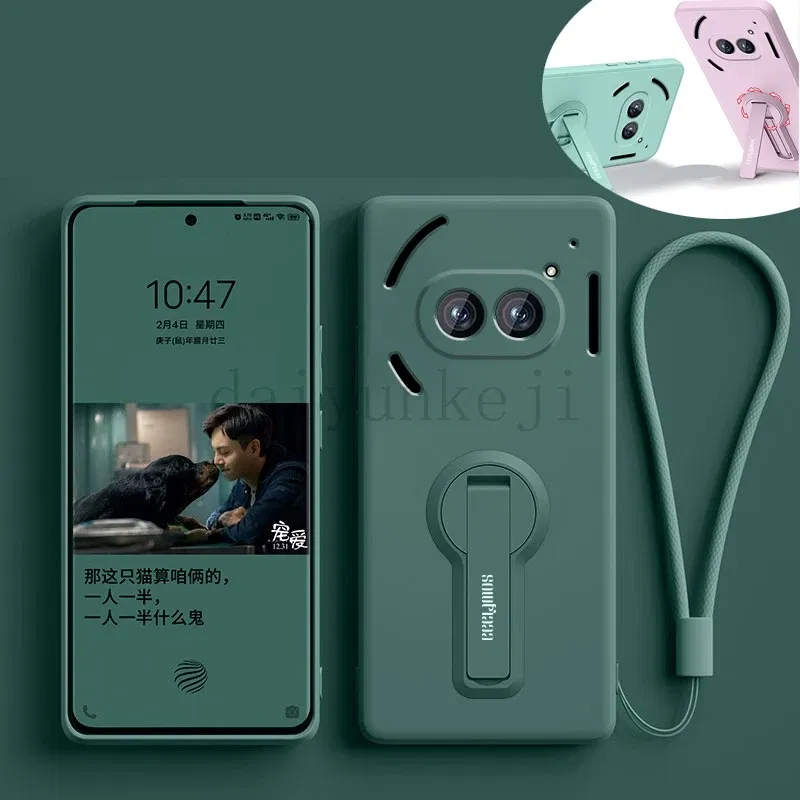 Color: black, Material: ABS - Liquid Silicone Case For Nothing Phone 2A Plus 3A Soft Cover Shockproof Protective Phone Case with Holder Screen Film