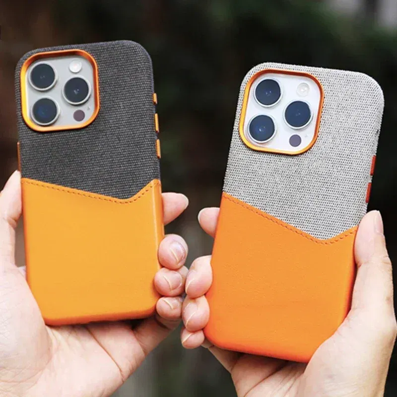 Color: Beige, Material: Nylon - Card Holder MagSafe Leather Phone Case For iPhone 14 16 Pro Max 13 15 Pro 12 Pocket Wireless Charging Alloy Lens Hit Color Cover