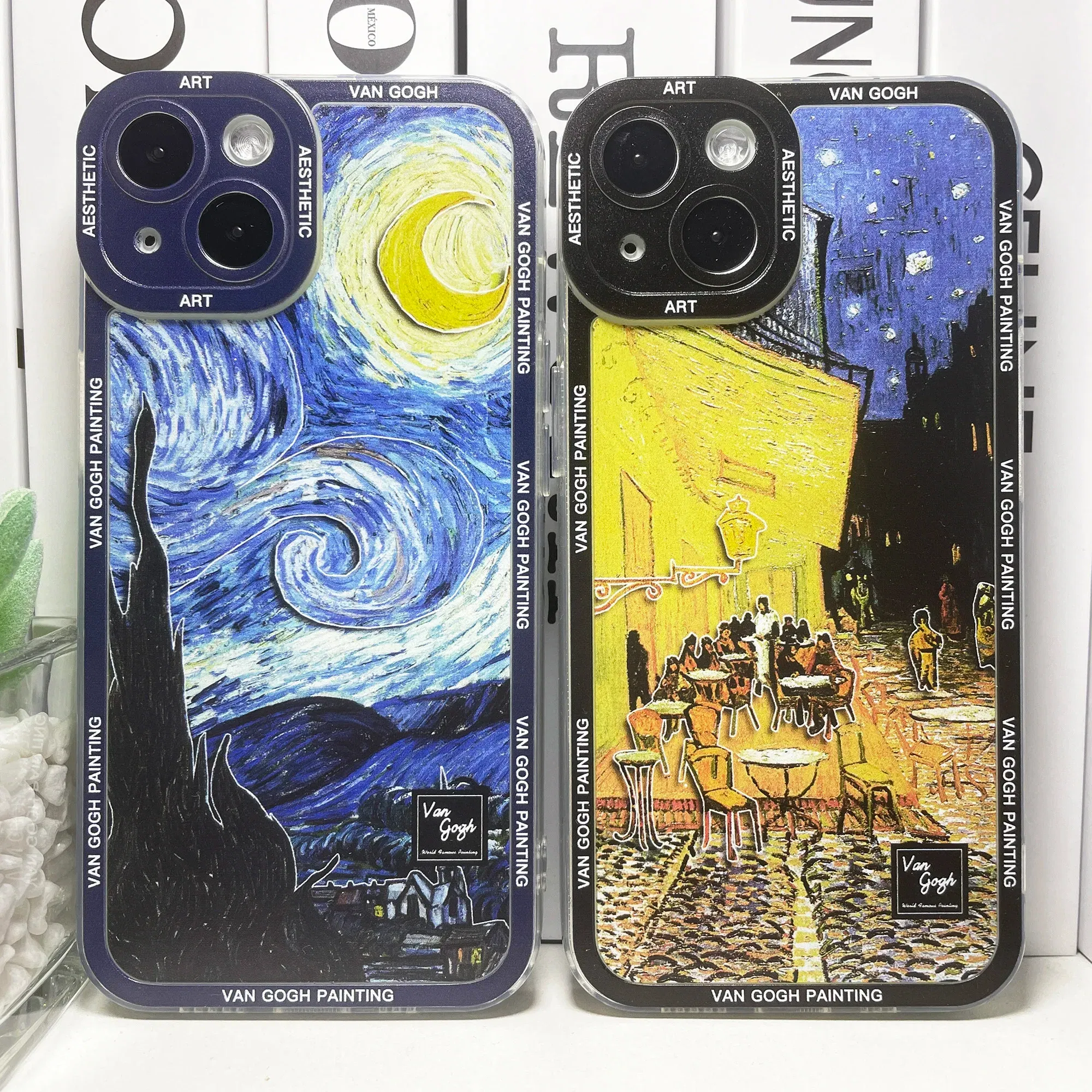 Color: Blue, Material: Plastic - Van Gogh Art Aesthetic Phone Case For iPhone 16 15 14 13 12 11 Pro Max Mini XS X XR SE 8 7 Plus Sunflowers The Starry Night