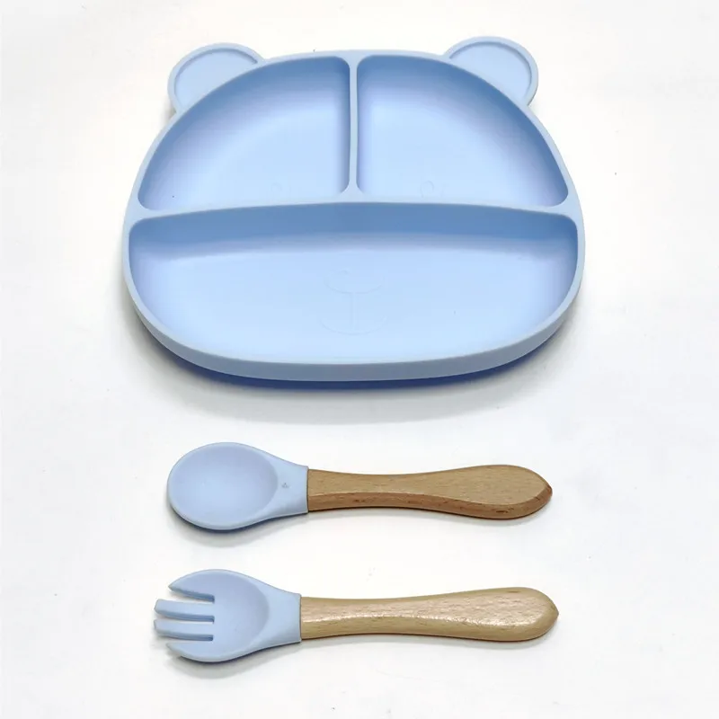 Color: Pink - Gel dinner plate children eating tableware adsorption on the desktop fruit plate silicone supplement plate