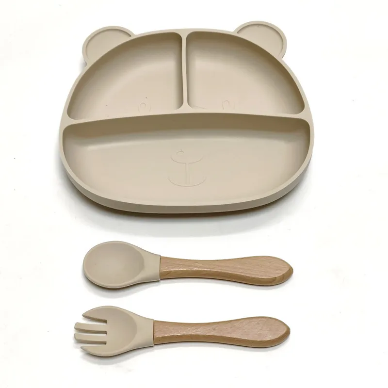 Color: Pink - Gel dinner plate children eating tableware adsorption on the desktop fruit plate silicone supplement plate