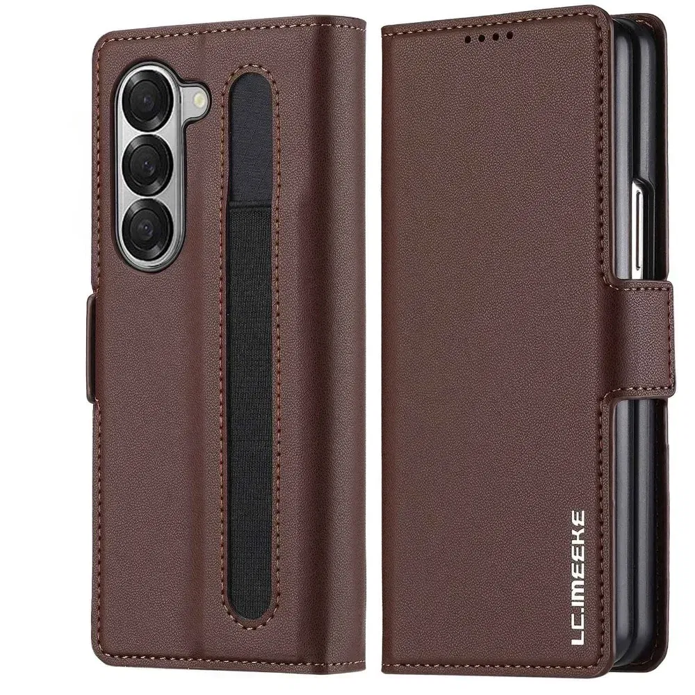 Color: black, Compatibility by Model: Galaxy Z Fold3 5G - Premium Leather Phone Case for Samsung Galaxy Z Fold 7 6 5 4 3 Fold6 Fold5 Fold4 5G with Pen Holder Wallet Flip Phone Cover
