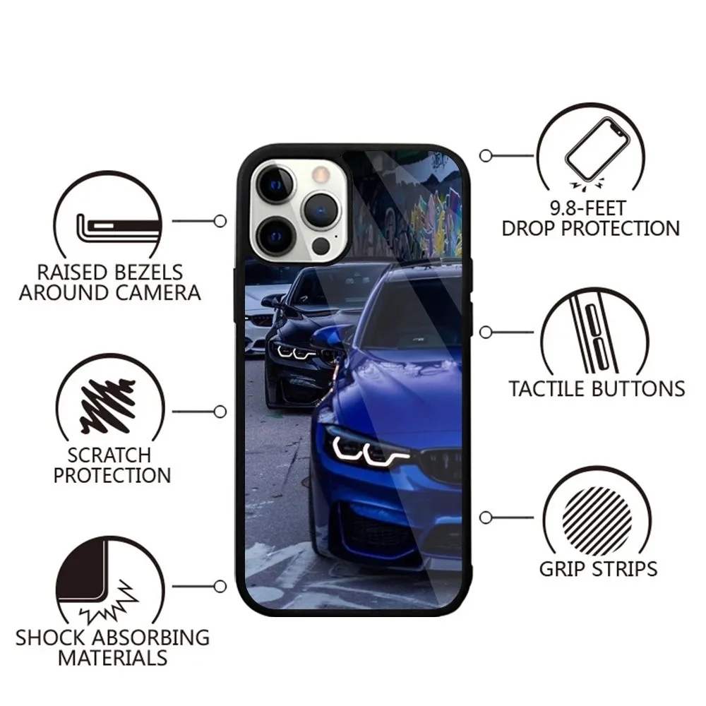 Color: GRAY, Material: Microfiber - Blue Red Car for B-BMW Phone Case Strong Magnetic For IPhone 15,14,13,Pro,Max,Plus,11,12,Mini For Magsafe Wireless Charging