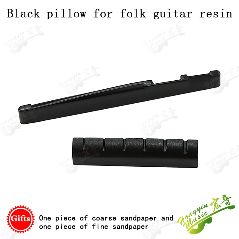 Color: Red - 1 SET Acoustic wood folk guitar string pillow resin upper and lower pillow bridge string pillow code string pad