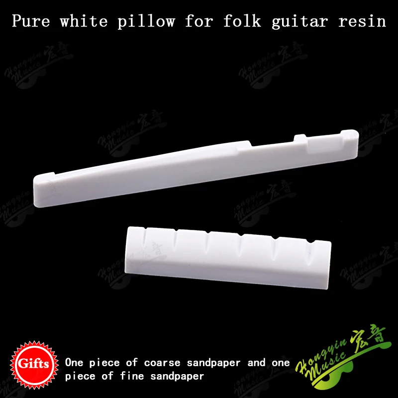Color: Red - 1 SET Acoustic wood folk guitar string pillow resin upper and lower pillow bridge string pillow code string pad