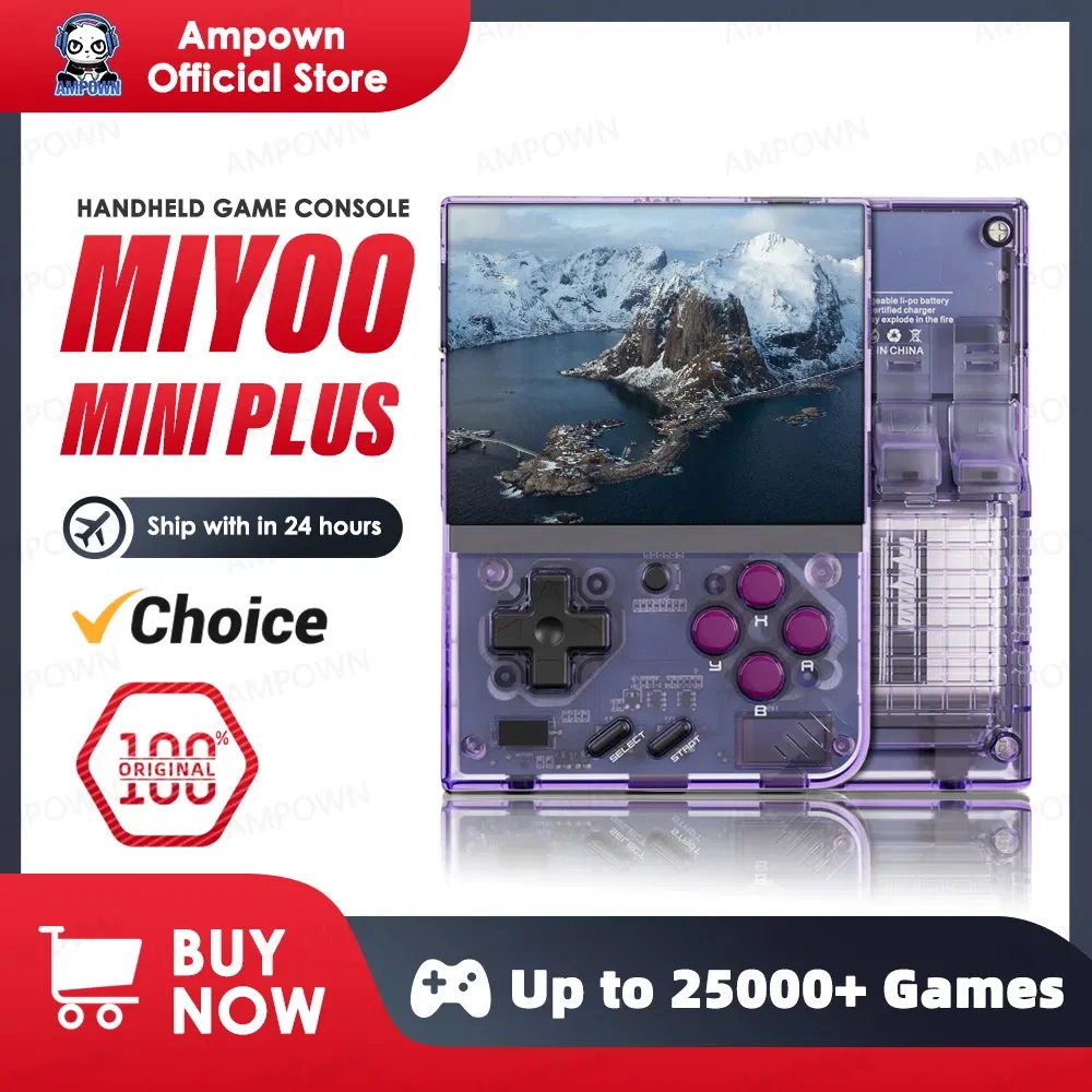 Color: Rose Gold, Bundle: Bundle 3 - MIYOO Mini Plus Portable Retro Handheld Game Console V2 Mini+ IPS Screen Classic Video Game Console Linux System Children's Gift