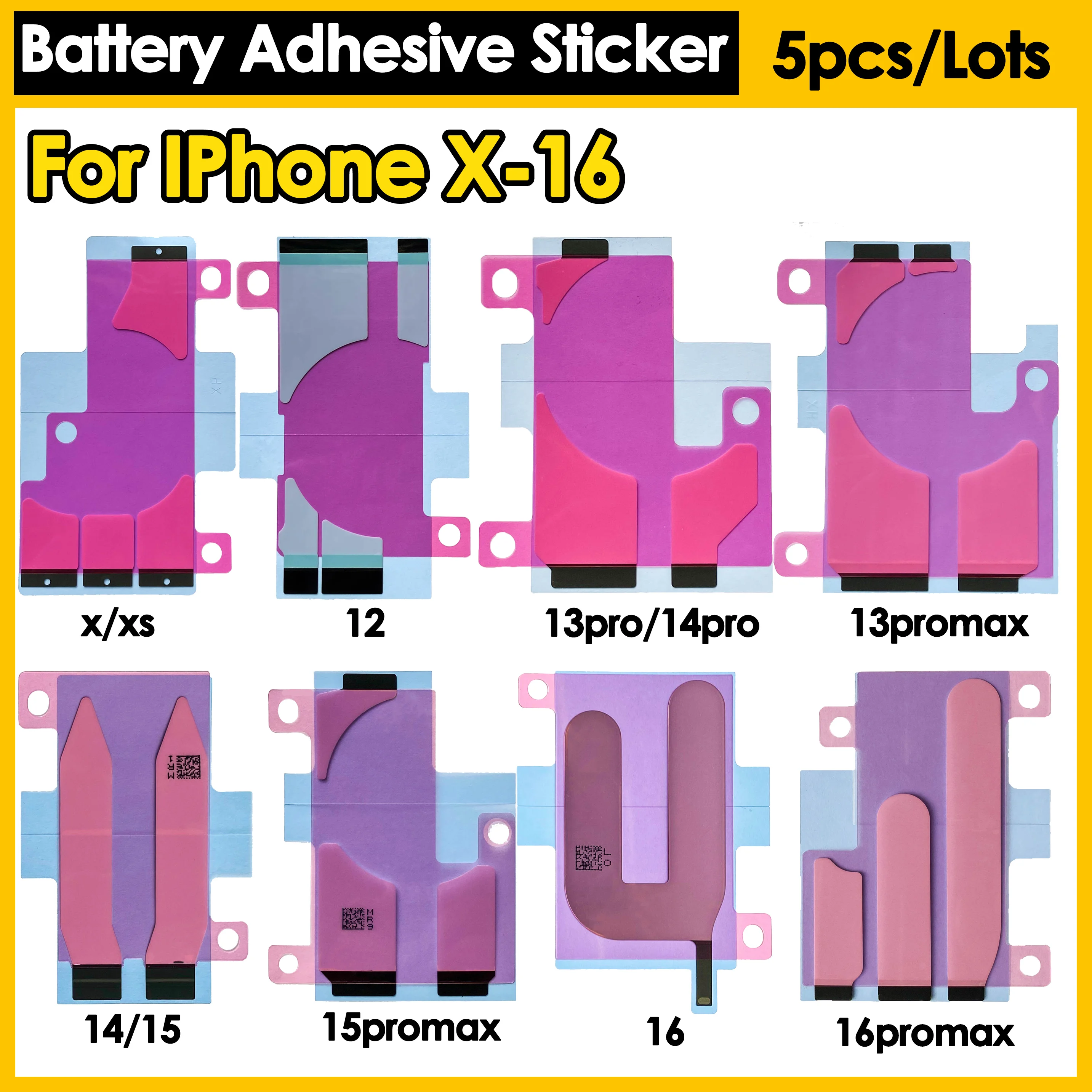 Color: Rose Gold - 5Pcs Battery Adhesive Sticker for iPhone 13 14 15 16 Pro Max 14 Plus 11Pro 12 Mini 13Pro Battery Glue Tape Replacement Pull Tab