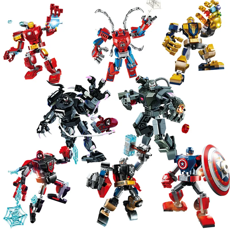 Color: Blue, Size: S - 28cm Marvel anime, Avengers, Captain America, Iron Man: 120PCS/piece building block toy, birthday gift for children