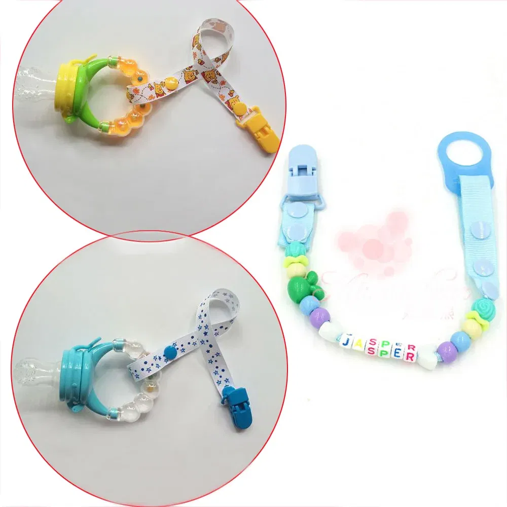 Color: Beige - Sutoyuen 40pcs Hot D Shape Kam Plastic Pacifier Clips Plastic Baby Soother Dummy Suspender Chain Holder Clips for 20mm Ribbon