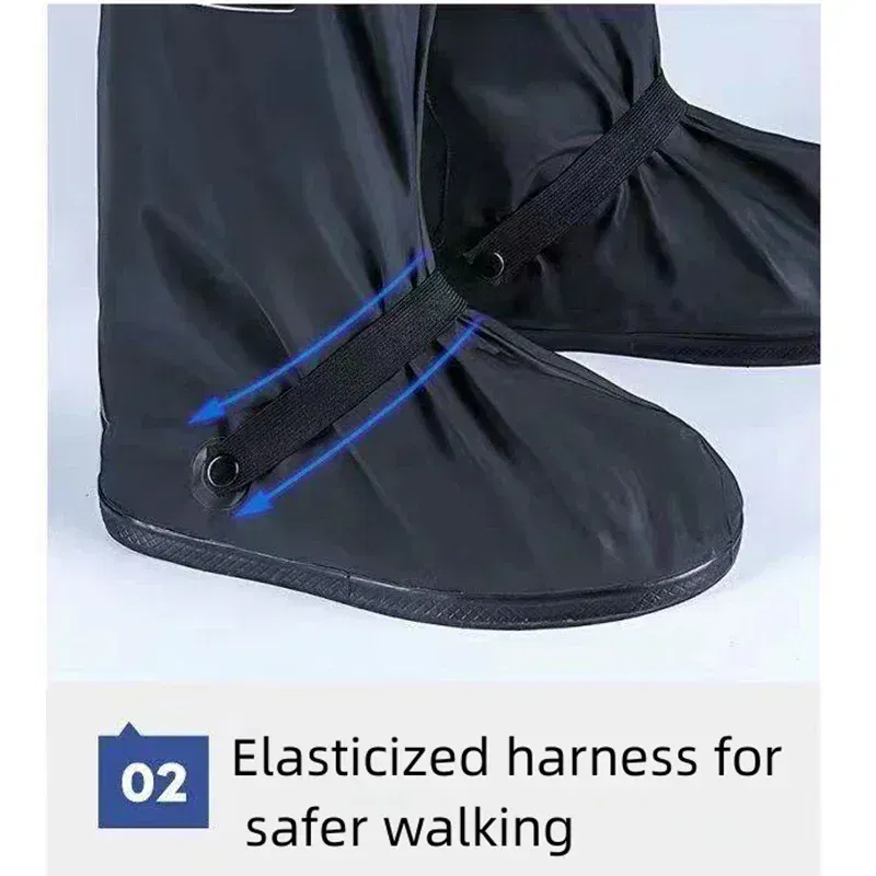 Color: black, Size: S - Recycling rain boot cover anti-slip boot cover Unisex bicycle shoes rain and snow day protective cover