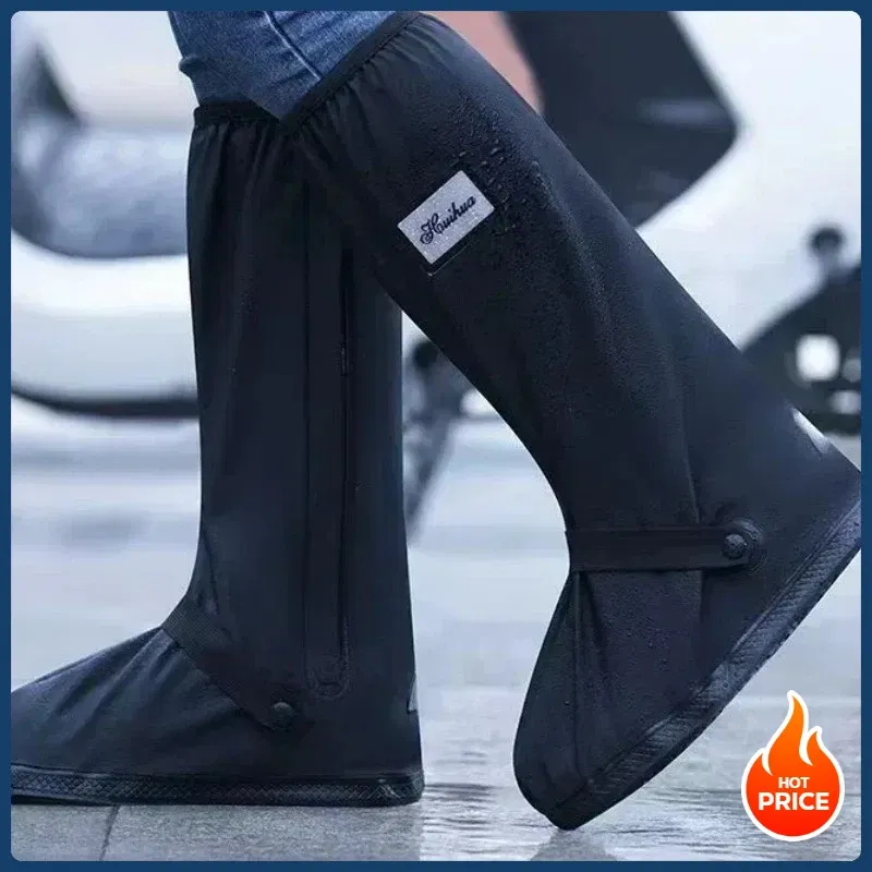 Color: black, Size: S - Recycling rain boot cover anti-slip boot cover Unisex bicycle shoes rain and snow day protective cover