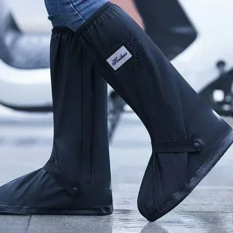 Color: black, Size: S - Recycling rain boot cover anti-slip boot cover Unisex bicycle shoes rain and snow day protective cover