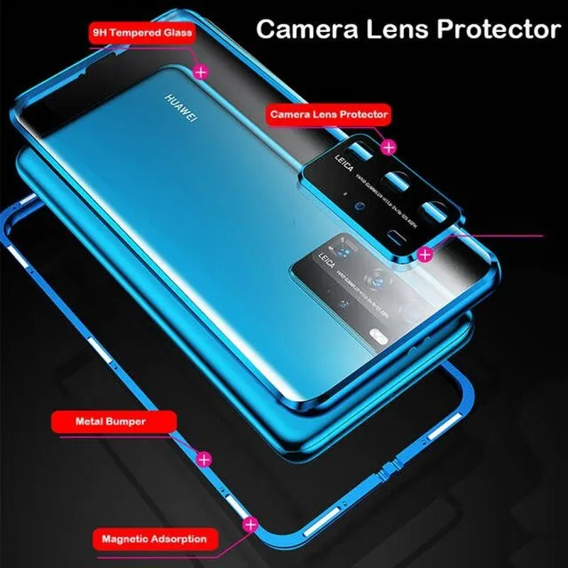 Color: Green, Material: EVA - Phone Case Shell Double sided Protection Cover For Huawei P30 Pro P40 Pro Plus P40 Lite 5G Magnetic Adsorption Phone Sleeve bag