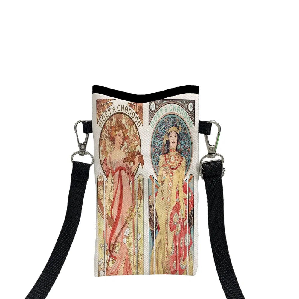 Color: SKY BLUE, Size: Extra Large - Alphonse Mucha Crossbody BagPrint Phone Wallet with Adjustable Shoulder Strap Unisex Design Daily Use, Travel,Gift 8.23