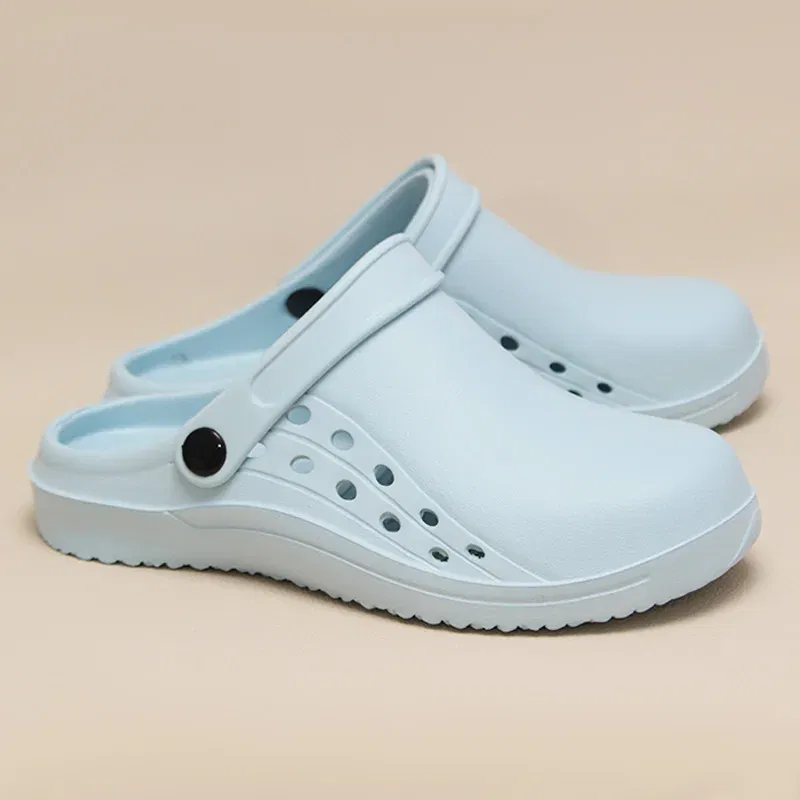 Color: Brown, Shoe Size: 33.5 - High Quality Scrub Shoes Non-slip Dentist Nursing Clogs Healthcare Service Work Slippers Soft Operating Room Protective Clogs