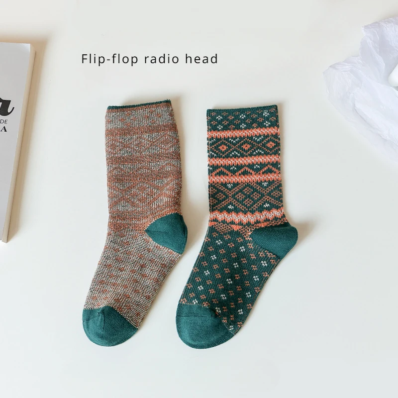 Color: Blue, Size: 10-12T - Three Pairs of Spring and Autumn New Children's Double Needle Double Road Boneless Zero Line Combed Cotton Comfortable Socks