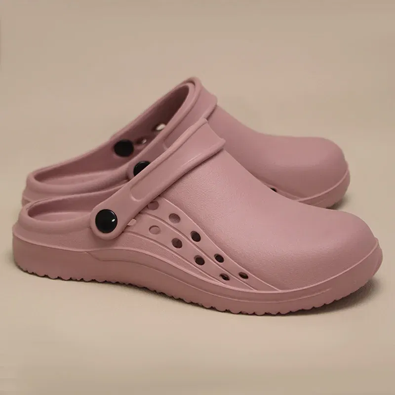 Color: Pink, Shoe Size: 33 - High Quality Scrub Shoes Non-slip Dentist Nursing Clogs Healthcare Service Work Slippers Soft Operating Room Protective Clogs