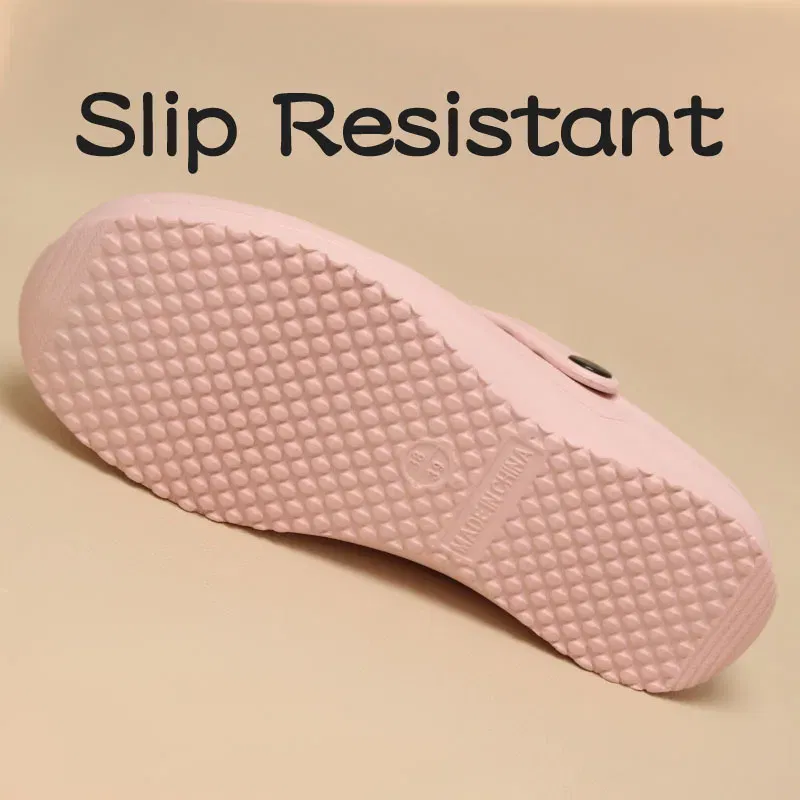 Color: Pink, Shoe Size: 33 - High Quality Scrub Shoes Non-slip Dentist Nursing Clogs Healthcare Service Work Slippers Soft Operating Room Protective Clogs