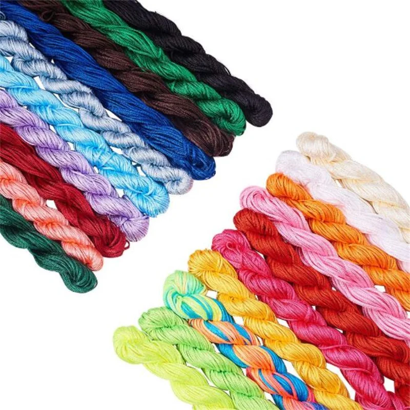 Color: black - 24m Polyester Braided Jade Thread For DIY Handmade Necklace Bracelet Trinket Pendant Braided Accessories Jewelry Making Finding