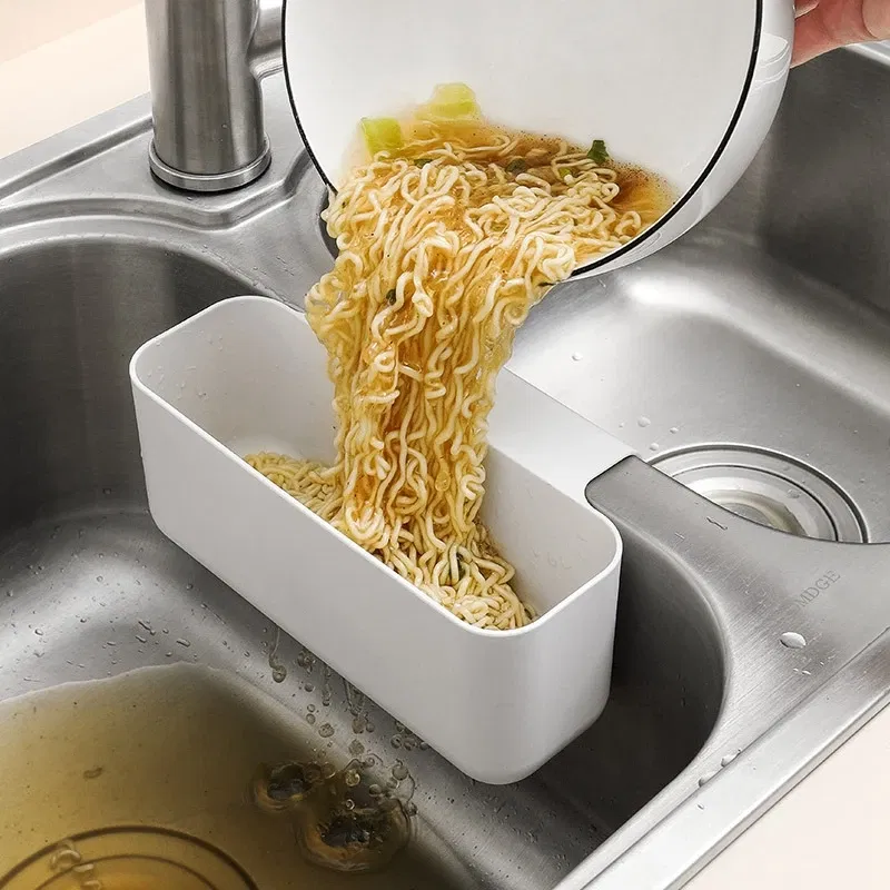 Color: Light Grey - Justdolife Sink Sponge Holder Multifunctional Sink Drain Strainer Basket Sink Storage Rack Kitchen Drainer Rack Storage Basket