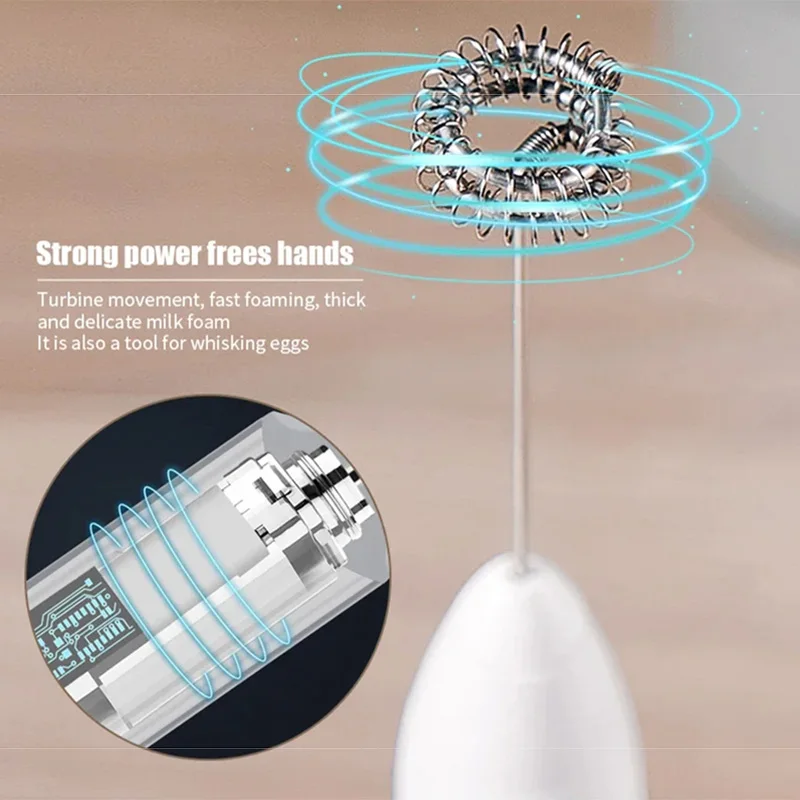 Color: Light Grey - 2-in-1 multi-function USB Rechargeable Electric Egg Beater Baking Mixer Milk Frother Kitchen Gadgets Coffee Stirrer Tools Dining