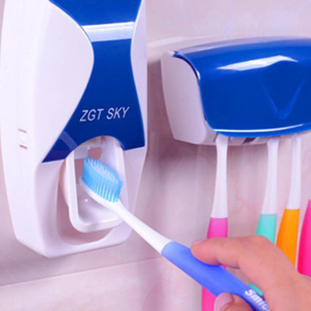 Color: black, Ships From: CHINA - Toothbrush Holder Automatic Toothpaste Dispenser Set Dustproof Sticky Suction Wall Mounted Toothpaste Squeezer Bathroom Holder