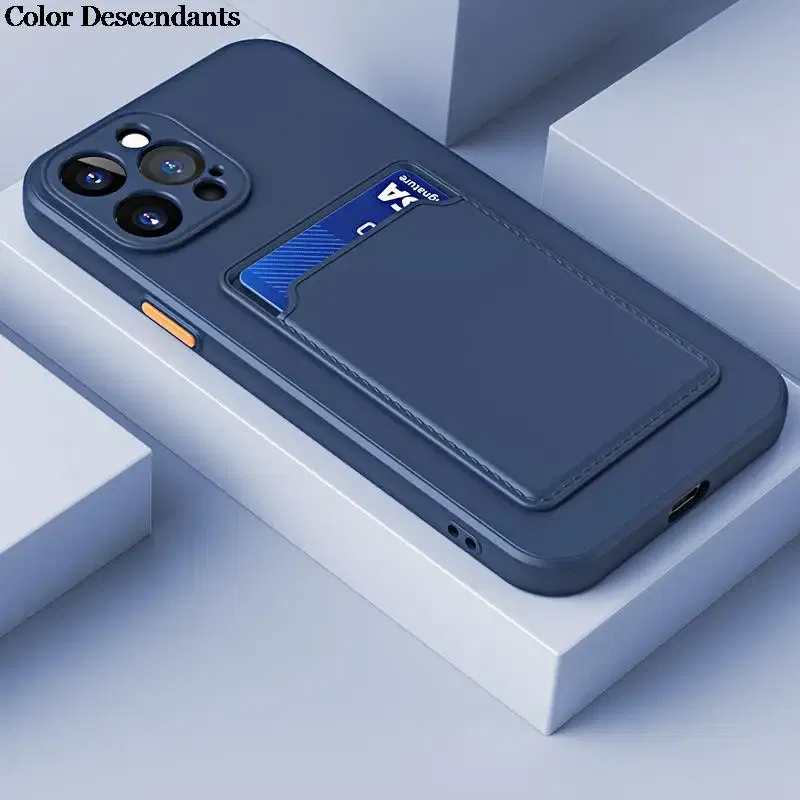 Color: Blue, Material: Other - Card Holder Wallet Case For Samsung Galaxy A32 A53 A33 A13 A52 5G Case on A72 A22 A12 A51 A71 Shockproof Liquid Silicone Cover