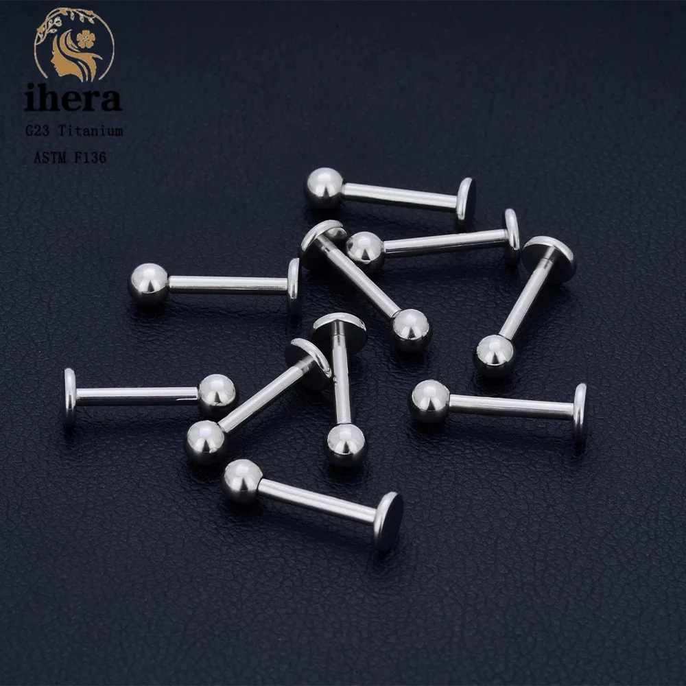 Metal color: SILVER PLATED, Ships From: CHINA, Main Stone Color: Silver - 10PCS G23 Titanium Labret Piercing Lip Ring 16G F136 Internal Thread Nose Stud Earring Tragus Helix Cartilage Piercing Jewelry