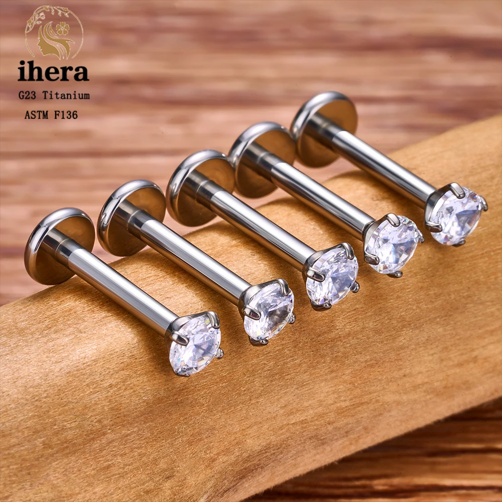 Metal color: SILVER PLATED, Ships From: CHINA, Main Stone Color: Silver - 10PCS G23 Titanium Labret Piercing Lip Ring 16G F136 Internal Thread Nose Stud Earring Tragus Helix Cartilage Piercing Jewelry