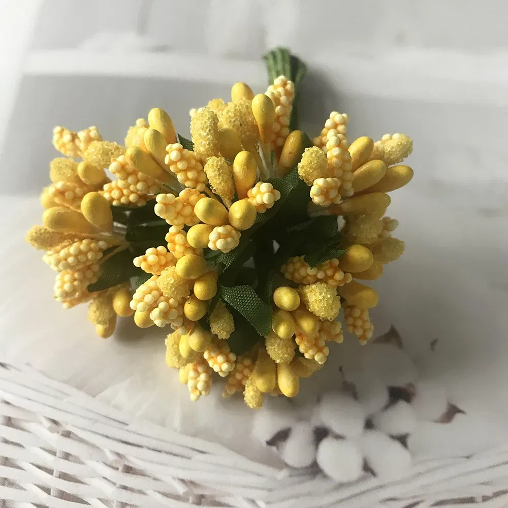 Color: plum - 12PCS/lot Artificial Flower Small Berries Stamen Wire Stem/marriage Leaves DIY Wreath Wedding Scrapbooking Box Decoration Craft