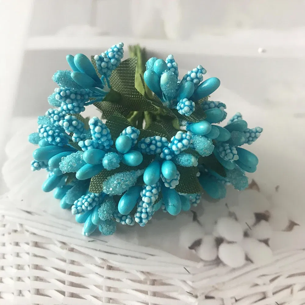 Color: plum - 12PCS/lot Artificial Flower Small Berries Stamen Wire Stem/marriage Leaves DIY Wreath Wedding Scrapbooking Box Decoration Craft