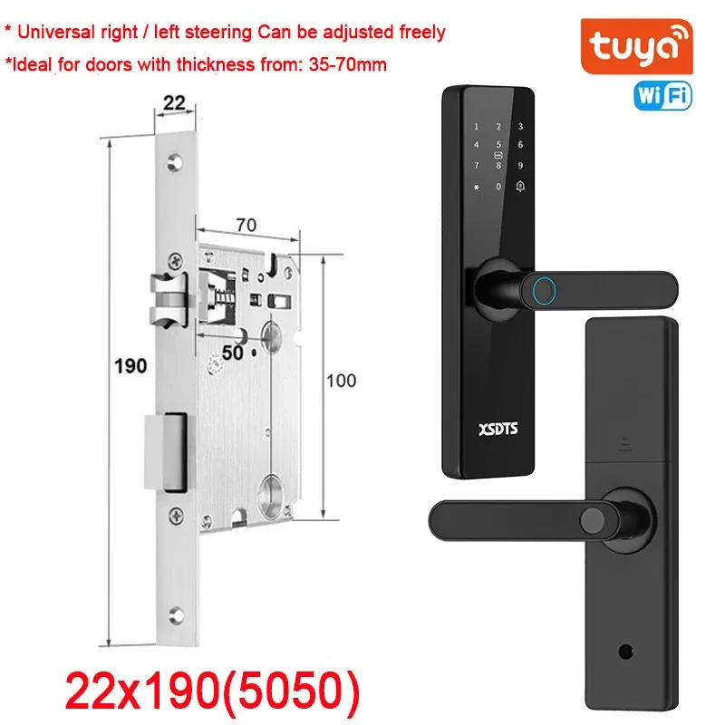 Color: Ice Blue, Ships From: CHINA - New! Tuya Wifi Electronic Smart Door Lock With Biometric Fingerprint / Smart Card / Password / Key Unlock/ USB Emergency Charge