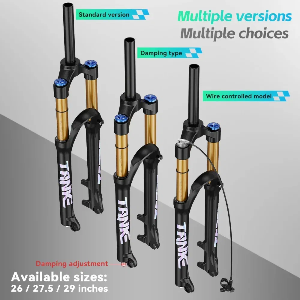 Color: WHITE - TANKE Bike Fork Rebound Adjustable MTB Air Front Suspension 26/27.5/29 Inch 120mm Travel Quick Release Fork Bicycle Accessories