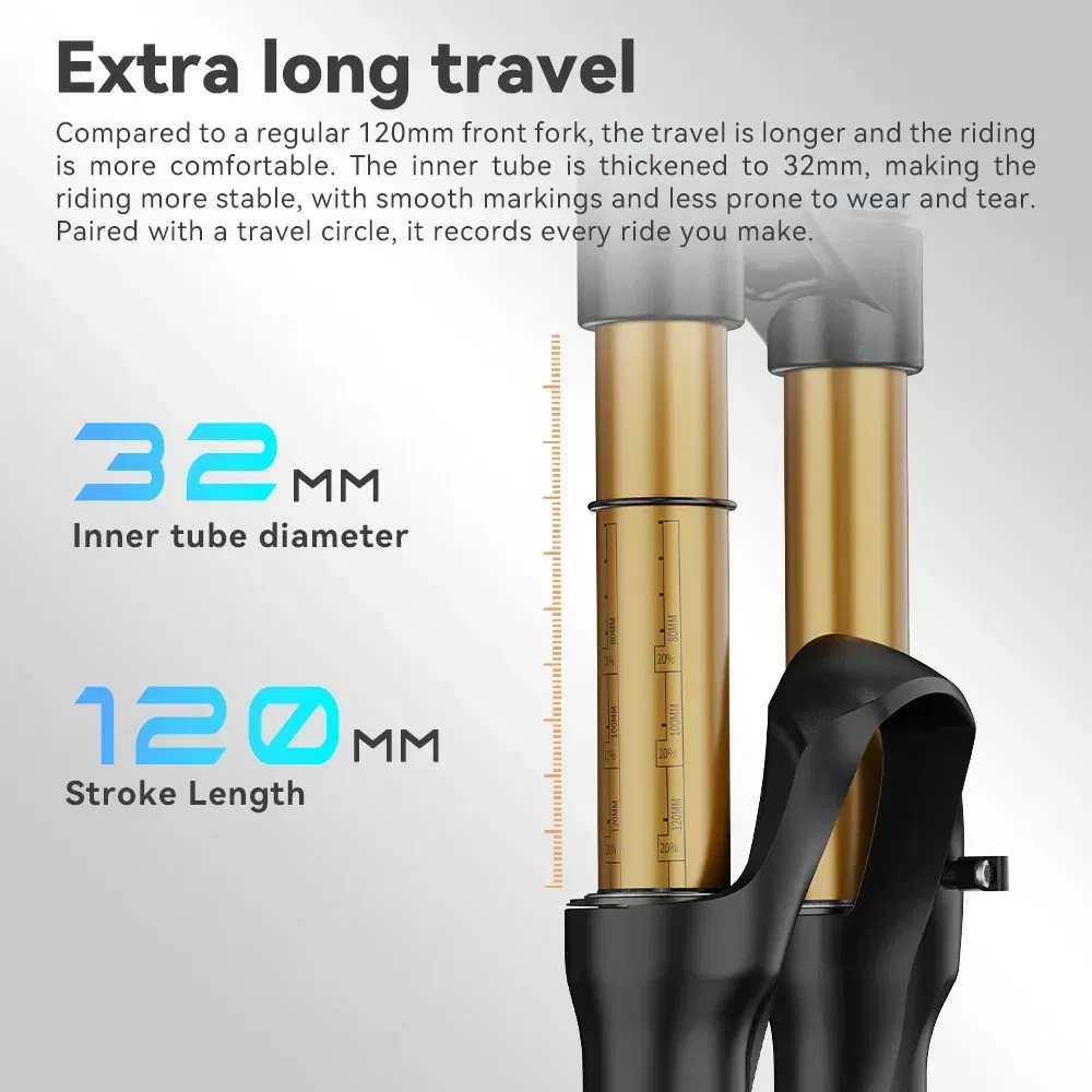 Color: WHITE - TANKE Bike Fork Rebound Adjustable MTB Air Front Suspension 26/27.5/29 Inch 120mm Travel Quick Release Fork Bicycle Accessories