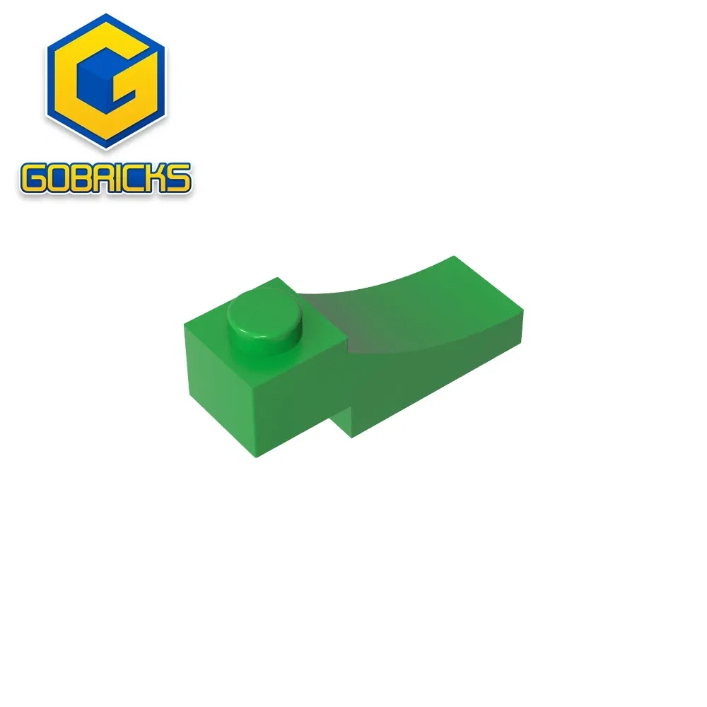 Color: Dark Khaki - Gobricks GDS-2183 Brick Curved 3 x 1 with 2/3 Inverted Cutout compatible with lego 70681 Assembles Building Blocks