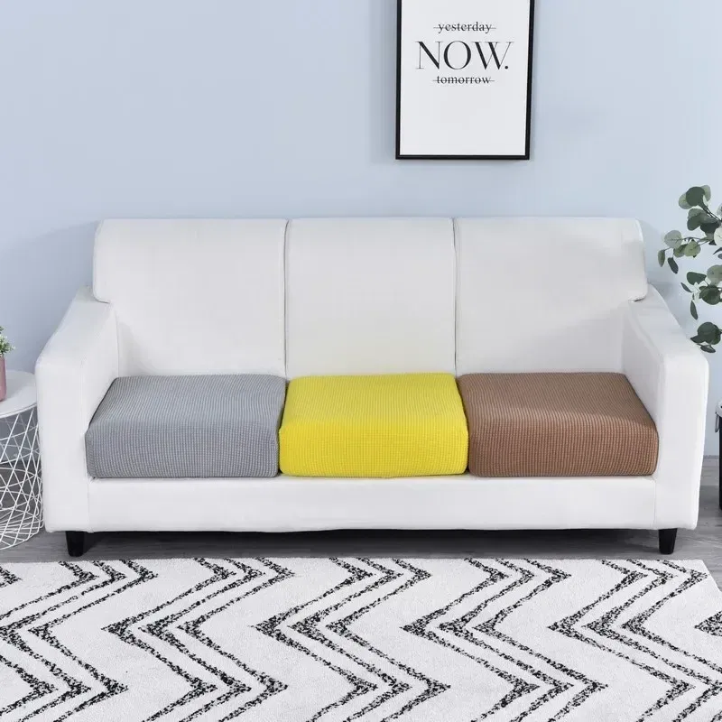Color: Agate Red, Specification: 70*70cm - Jacquard Sofa Cushion Cover for Living Room Pets Kids Furniture Protector Polar Fleece Stretch Washable Removable Couch Covers