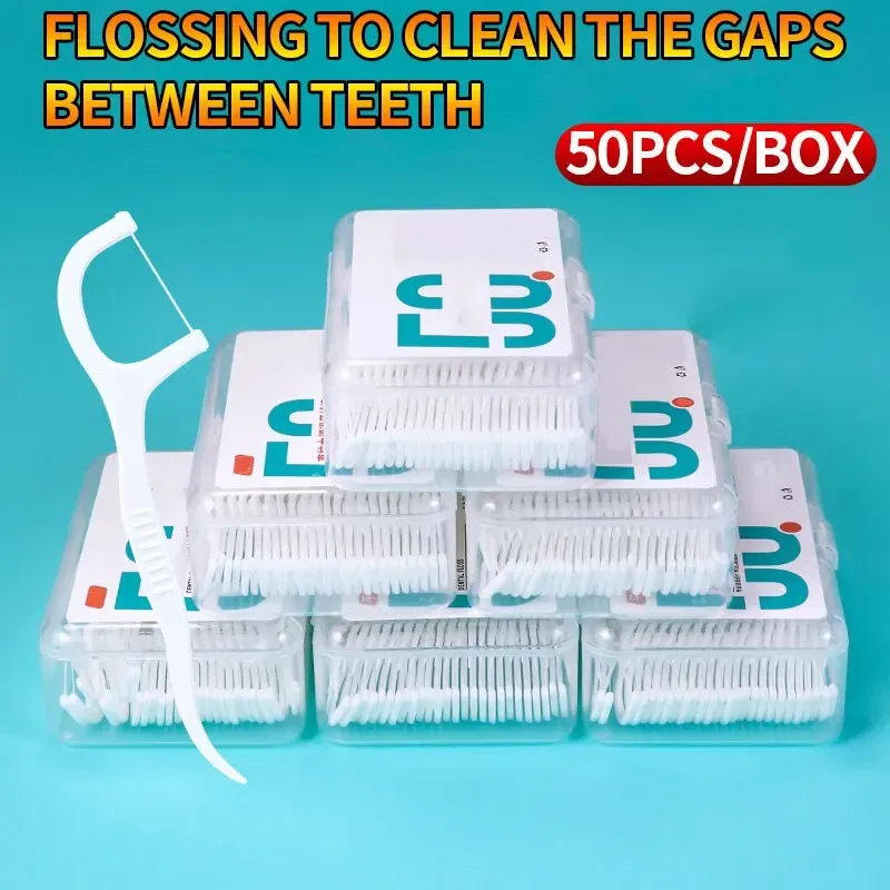 Color: Ivory - 150pcs Dental Floss Plastic Toothpicks-Disposable Cleaning between Teeth-Separate Box-Oral Care